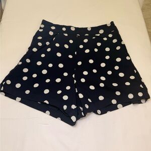 Abercrombie & Fitch Navy and White Polka Dot High-Waist Shorts